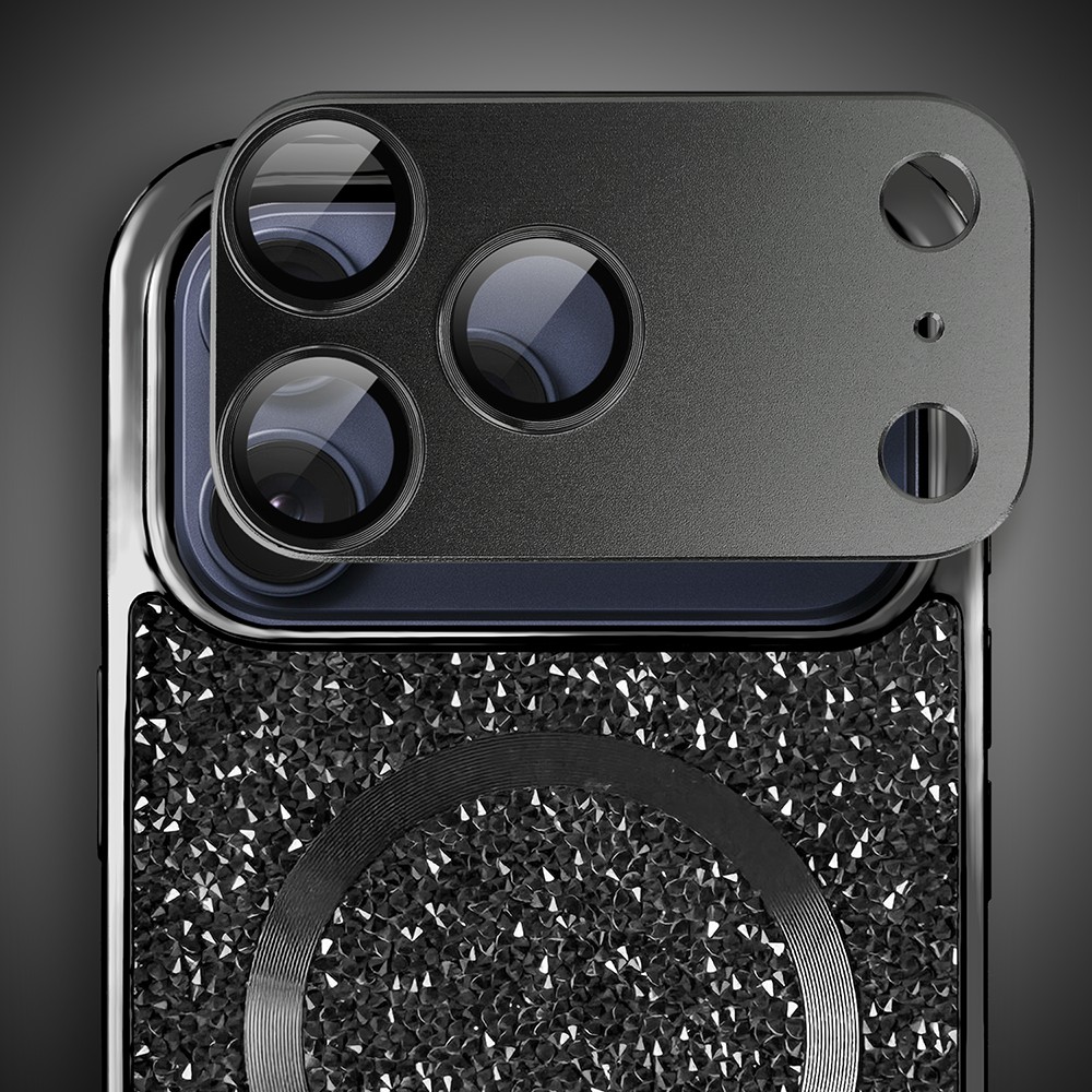 Etui do iPhone 17 Pro MagSafe Tresury Case, diamentowe, z błyszczącą ramką, czarne (2)