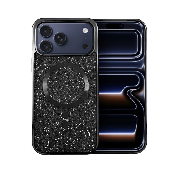 Etui do iPhone 17 Pro Max MagSafe Tresury Case, diamentowe, z błyszczącą ramką, czarne