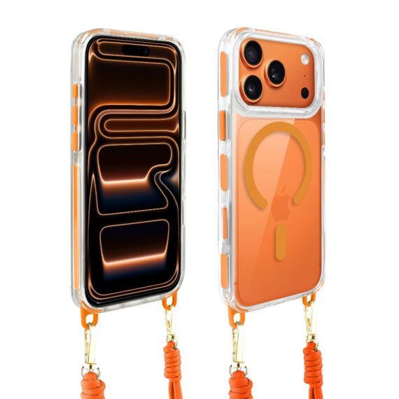 Etui do iPhone 17 Pro, MagSafe, ze smyczą, na ramię, crossbody, pomarańczowe Obszar kompozycji 1
