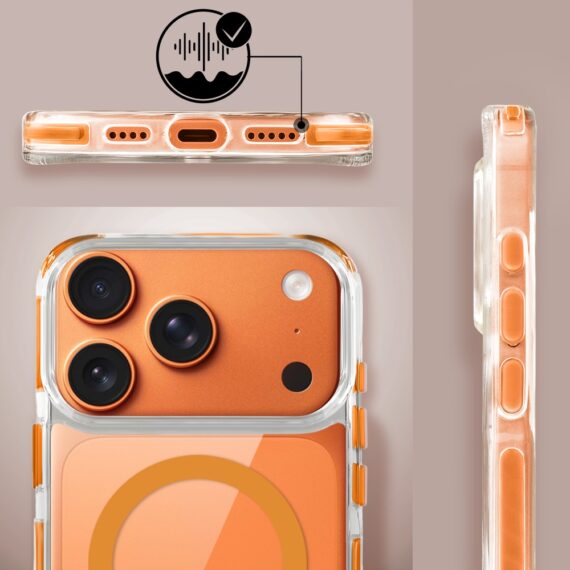 Etui do iPhone 17 Pro, MagSafe, ze smyczą, na ramię, crossbody, pomarańczowe Obszar kompozycji 6