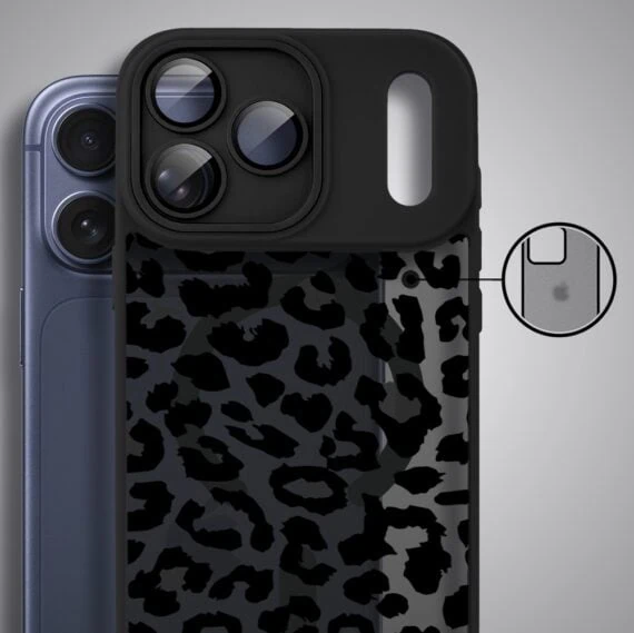 Etui do iPhone 17 Pro Max Color Flush z MagSafe, z osłoną aparatu, subtelna panterka, czarne (6)