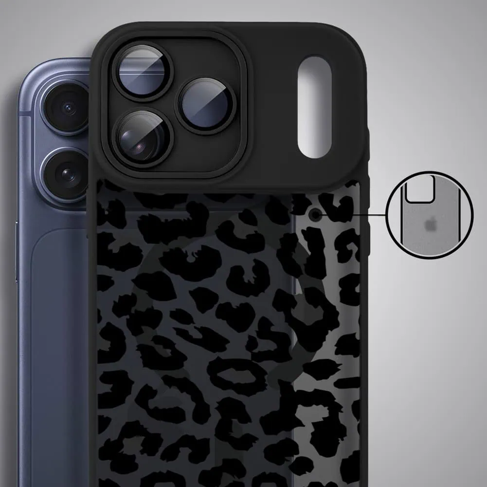 Etui do iPhone 17 Pro Max Color Flush z MagSafe, z osłoną aparatu, subtelna panterka, czarne (6)