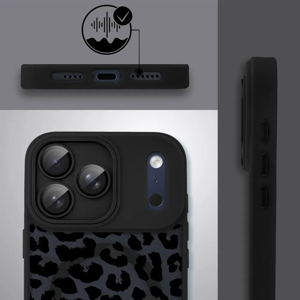 Etui do iPhone 17 Pro Max Color Flush z MagSafe, z osłoną aparatu, subtelna panterka, czarne (7)