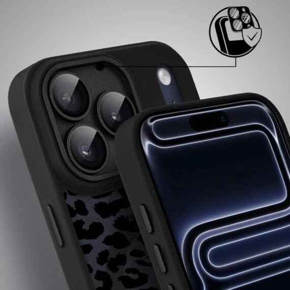 Etui do iPhone 17 Pro Max Color Flush z MagSafe, z osłoną aparatu, subtelna panterka, czarne (8)