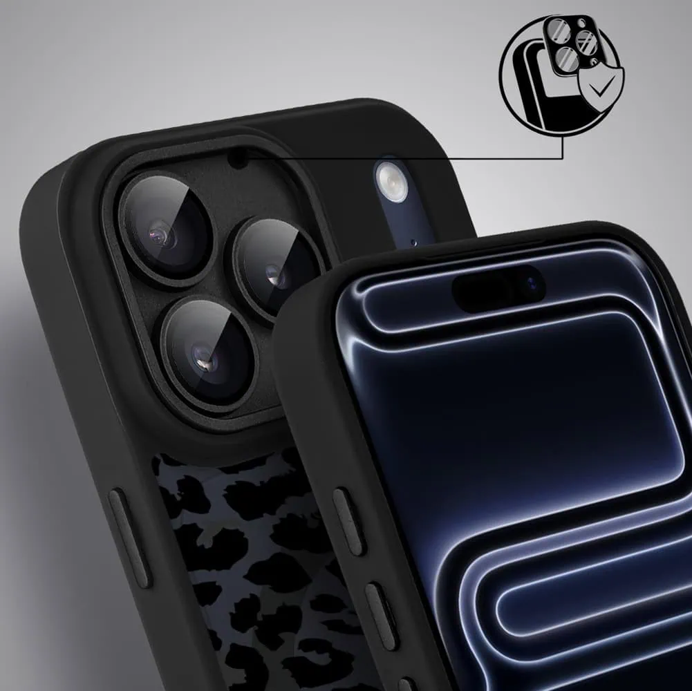 Etui do iPhone 17 Pro Max Color Flush z MagSafe, z osłoną aparatu, subtelna panterka, czarne (8)