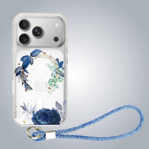 Etui do iPhone 17 Pro Max Flower MagSafe, niebieskie kwiaty, przeźroczyste Artboard 1