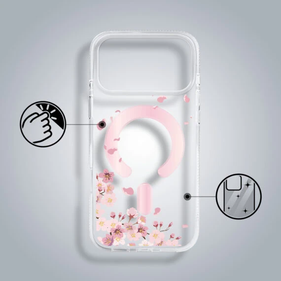 Etui-do-iPhone-17-Pro-Max-Flower-MagSafe-z-nadrukiem-kwiat-wisni-przezroczyste-17-Pro-2