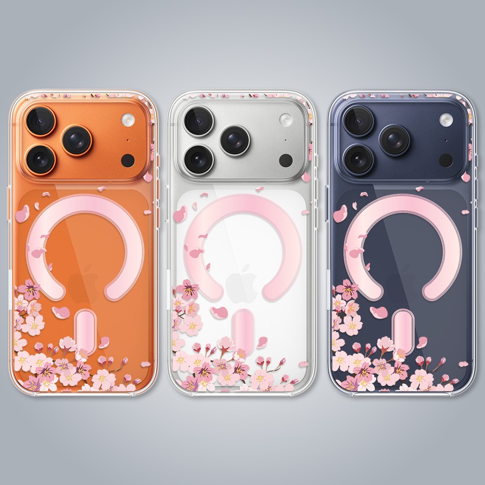 Etui do iPhone 17 Pro Max, Flower MagSafe z nadrukiem kwiat wiśni, przeźroczyste 17 Pro i Pro Max-2