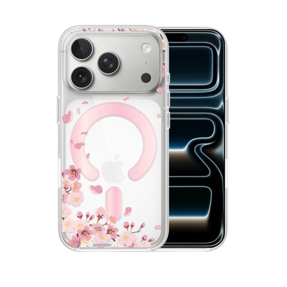 Etui do iPhone 17 Pro Max, Flower MagSafe z nadrukiem kwiat wiśni, przeźroczyste 17 Pro i Pro Max