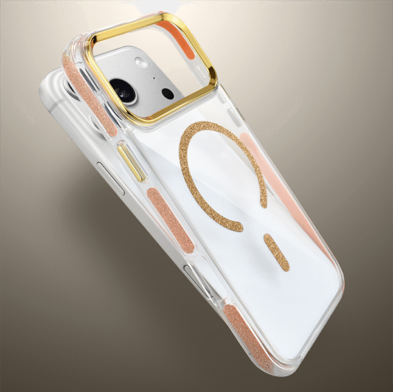 Etui do iPhone 17 Pro Max Glitter Shine, przeźroczyste, brokatowe z MagSafe, złote 9