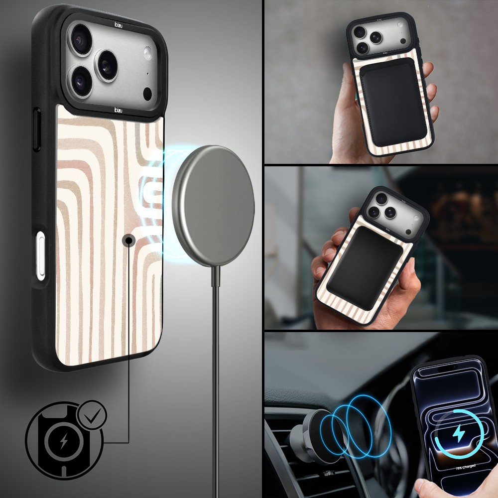 Etui do iPhone 17 Pro Max IBIZU DropGuard Matt z MagSafe, Boho, Geometryczne linie ip 17 pro-3