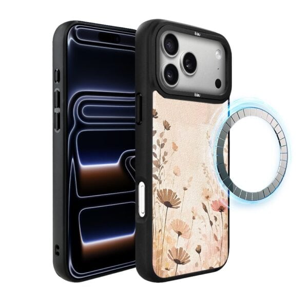 Etui do iPhone 17 Pro IBIZU DropGuard Matt z MagSafe, Boho, Kwiatowa łąka