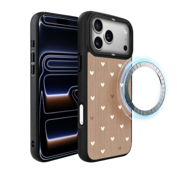 Etui do iPhone 17 Pro IBIZU DropGuard Matt z MagSafe, Boho, Pudrowe serca