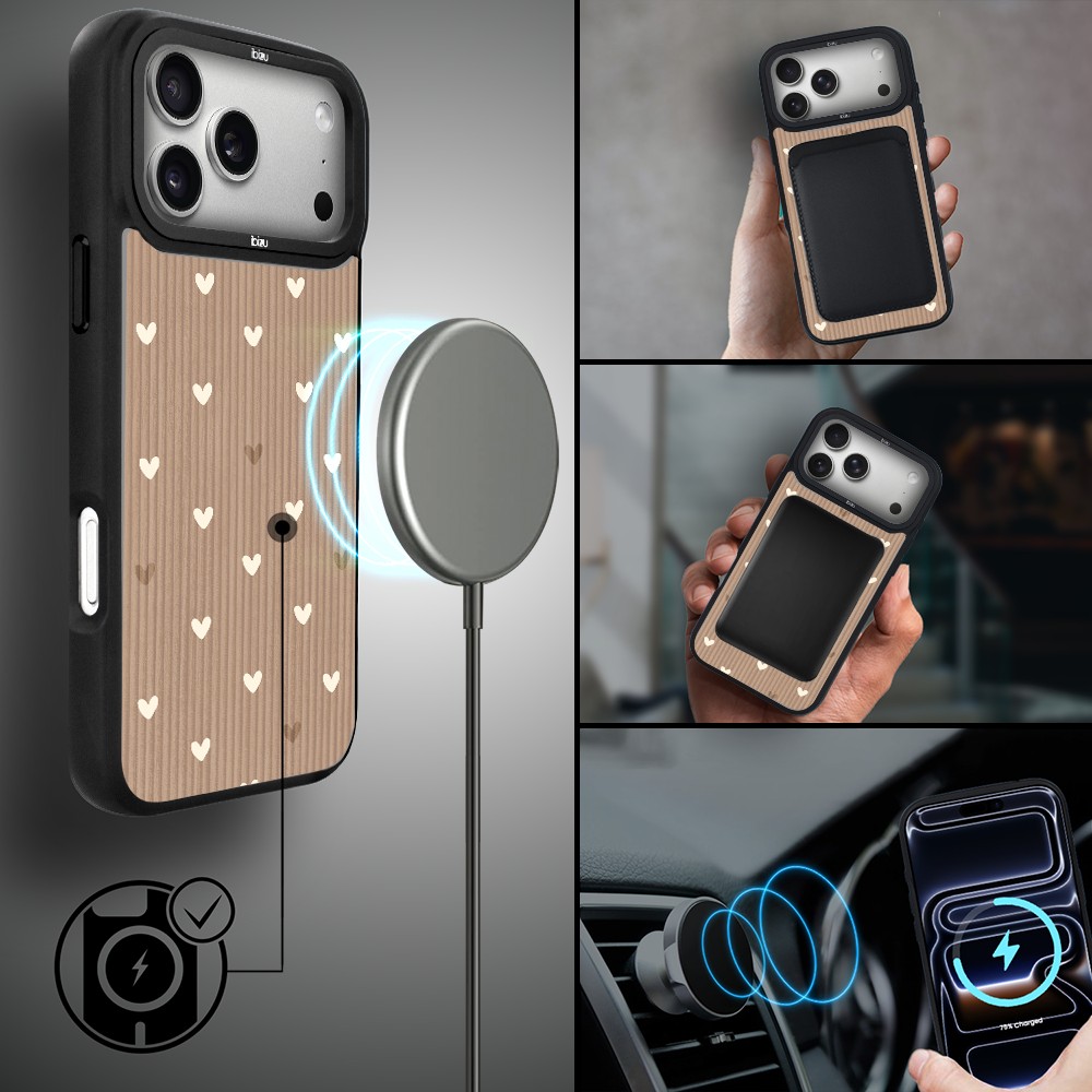 Etui do iPhone 17 Pro Max IBIZU DropGuard Matt z MagSafe, Boho, Pudrowe serca ip 17 pro-3