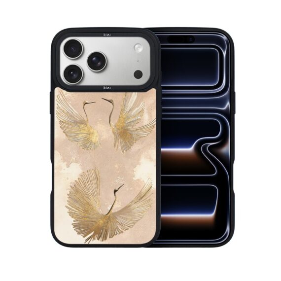 Etui do iPhone 17 Pro Max IBIZU DropGuard Matt z MagSafe, Boho, Złote żurawie ip 17 pro