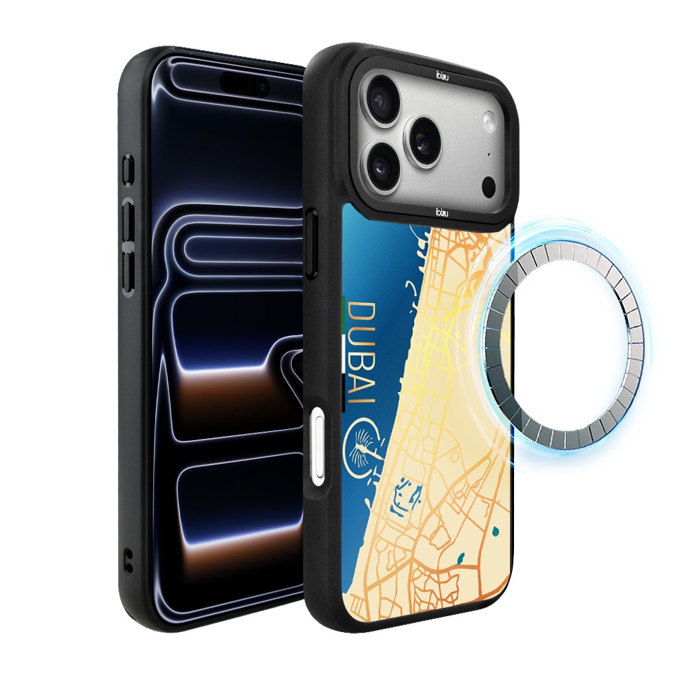 Etui do iPhone 17 Pro Max IBIZU DropGuard Matt z MagSafe, Mapy Świata, Dubai