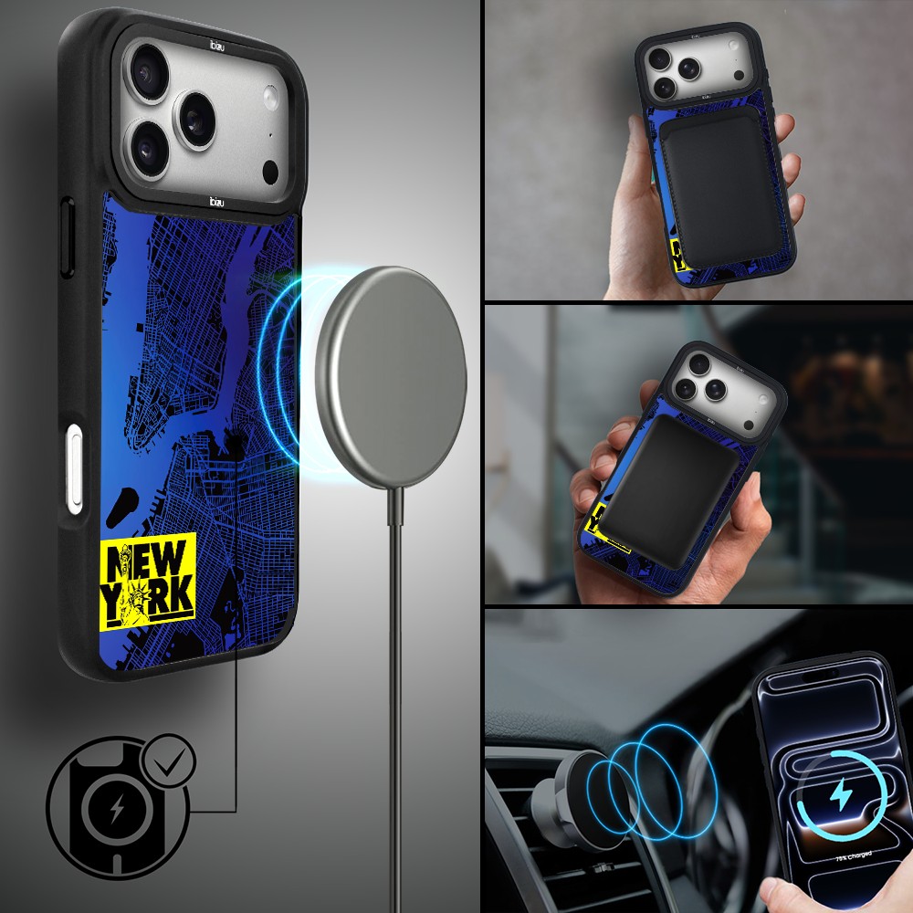 Etui do iPhone 17 Pro Max IBIZU DropGuard Matt z MagSafe, Mapy Świata, New York ip 17 pro-4