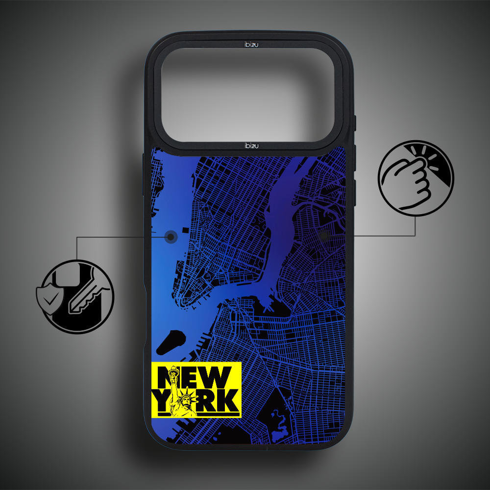 Etui do iPhone 17 Pro Max IBIZU DropGuard Matt z MagSafe, Mapy Świata, New York ip 17 pro-5