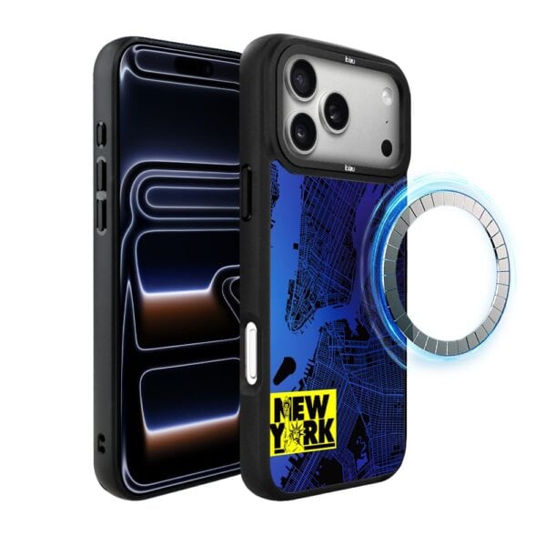 Etui do iPhone 17 Pro IBIZU DropGuard Matt z MagSafe, Mapy Świata, New York