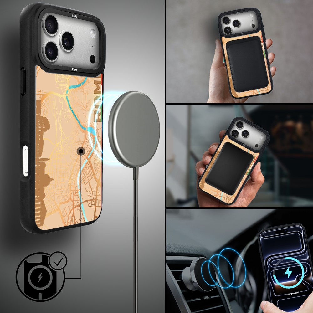 Etui do iPhone 17 Pro Max IBIZU DropGuard Matt z MagSafe, Mapy Świata, Rome ip 17 pro-4