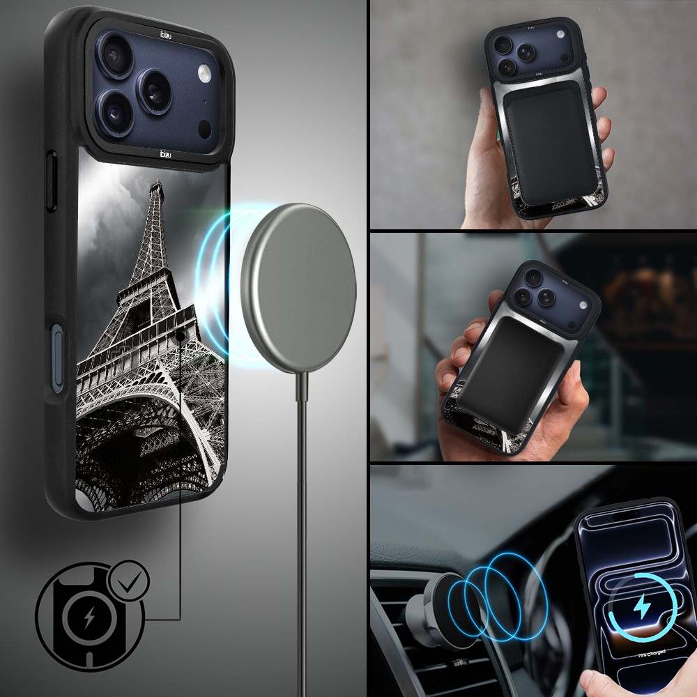 Etui do iPhone 17 Pro Max IBIZU DropGuard Matt z MagSafe, Noir City, Wieża Eiffla ip 17 pro-4