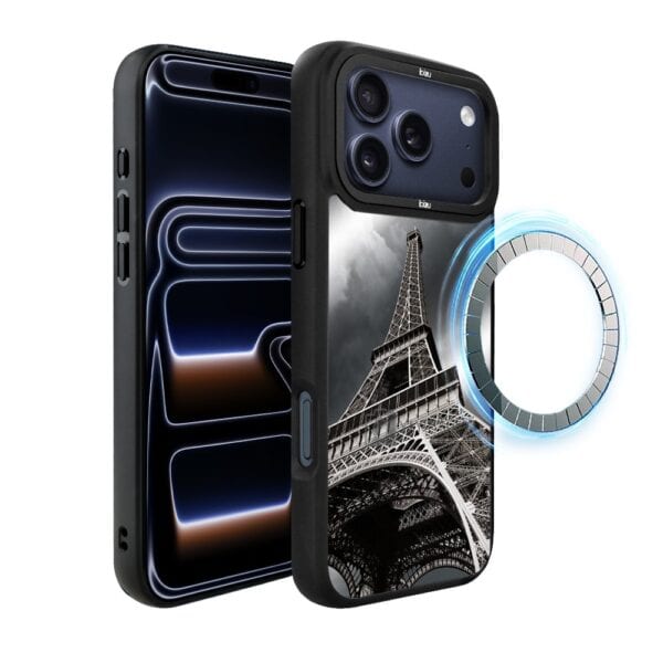 Etui do iPhone 17 Pro Max IBIZU DropGuard Matt z MagSafe, Noir City, Wieża Eiffla