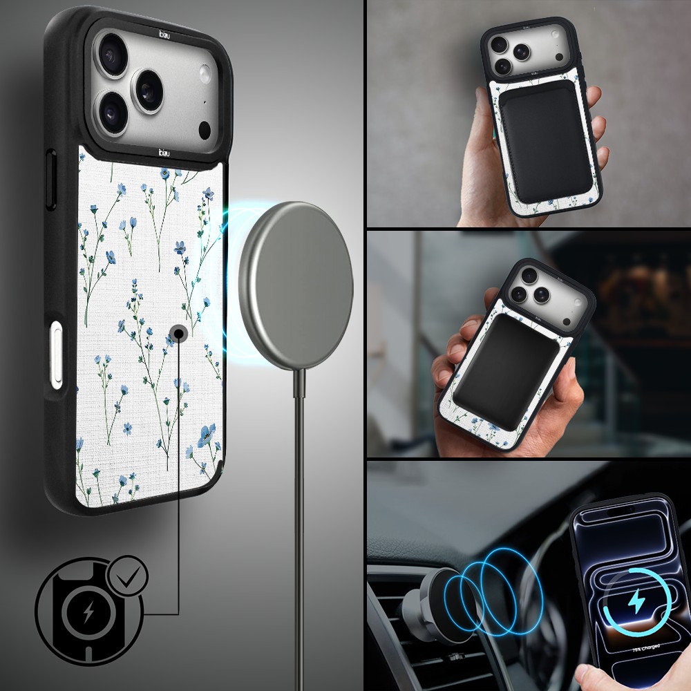 Etui do iPhone 17 Pro Max IBIZU DropGuard Matt z MagSafe, Pastel Bloom, Niebieski sen ip 17 pro-4
