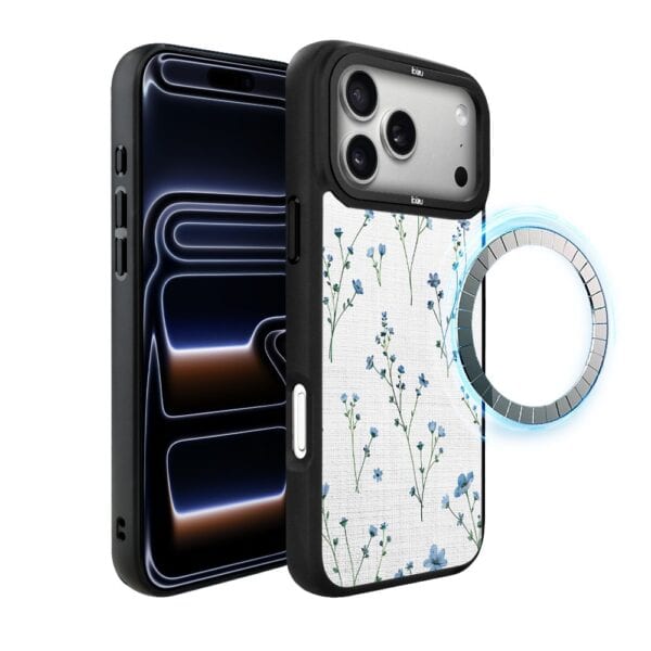 Etui do iPhone 17 Pro IBIZU DropGuard Matt z MagSafe, Pastel Bloom, Niebieski sen