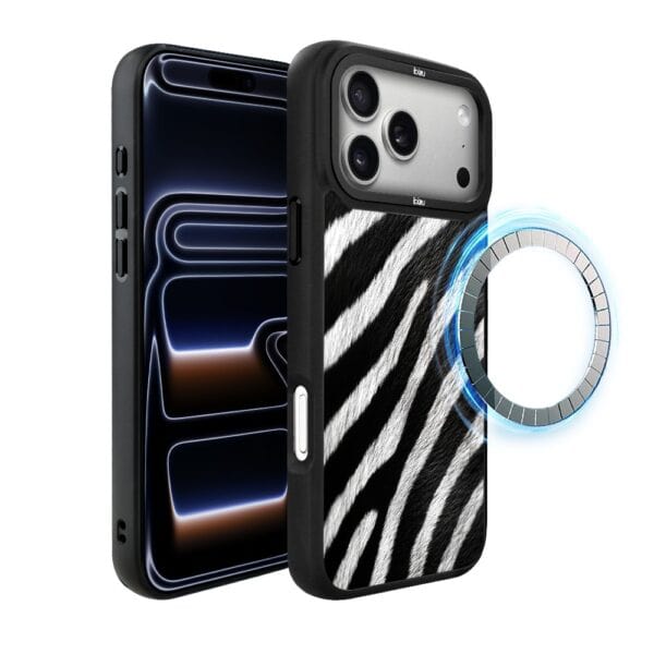 Etui do iPhone 17 Pro Max IBIZU DropGuard Matt z MagSafe, Zew Natury, Zebra
