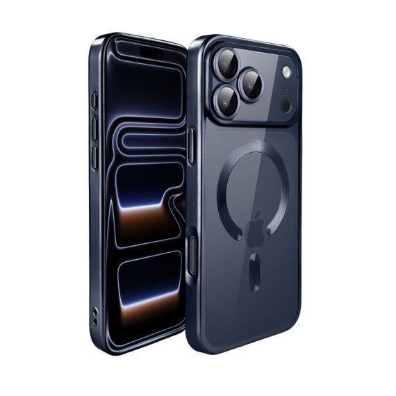 Etui do iPhone 17 Pro Max MagSafe Luxury Protect przeźroczyste, z osłoną aparatu, Titanium Finish, granatowe Obszar kompozycji 1