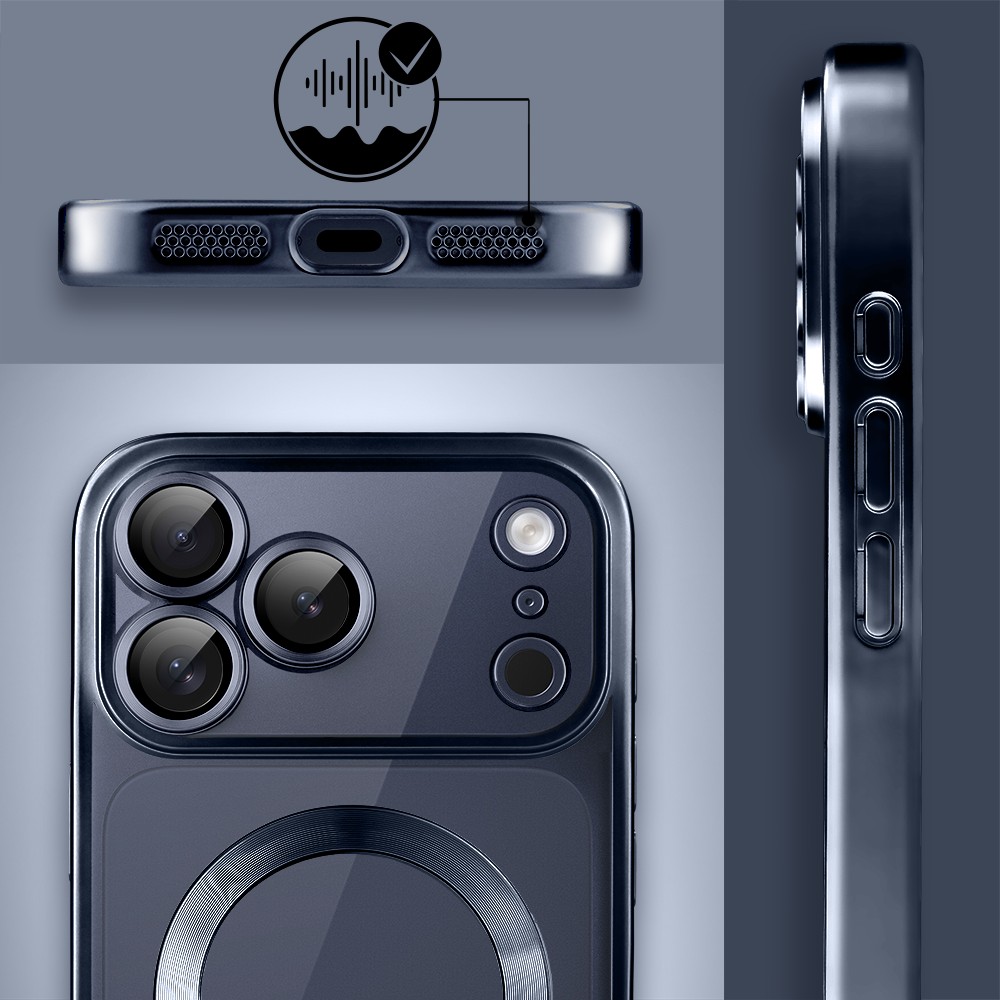 Etui do iPhone 17 Pro Max MagSafe Luxury Protect przeźroczyste, z osłoną aparatu, Titanium Finish, granatowe Obszar kompozycji 6