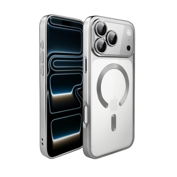 Etui do iPhone 17 Pro Max MagSafe Luxury Protect przeźroczyste, z osłoną aparatu, Titanium Finish, srebrne Obszar kompozycji 1