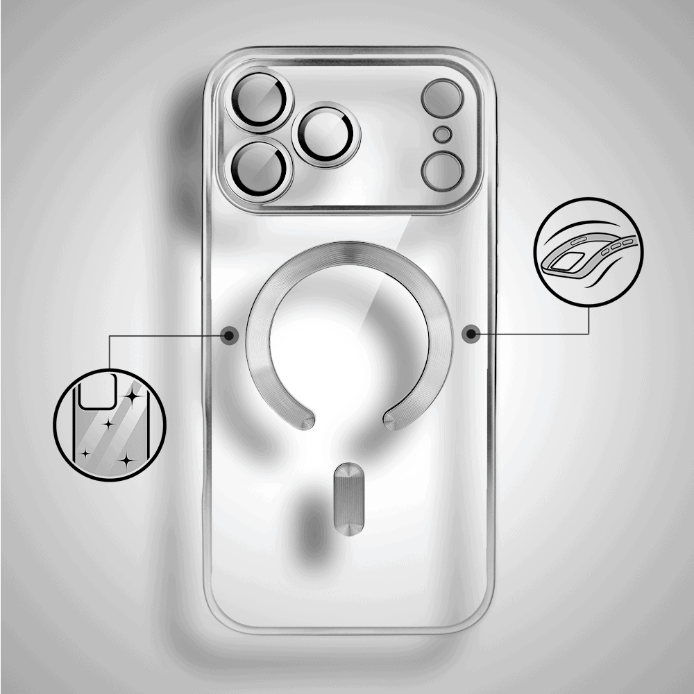 Etui-do-iPhone-17-Pro-Max-MagSafe-Luxury-Protect-przezroczyste-z-oslona-aparatu-Titanium-Finish-srebrne-pop-1