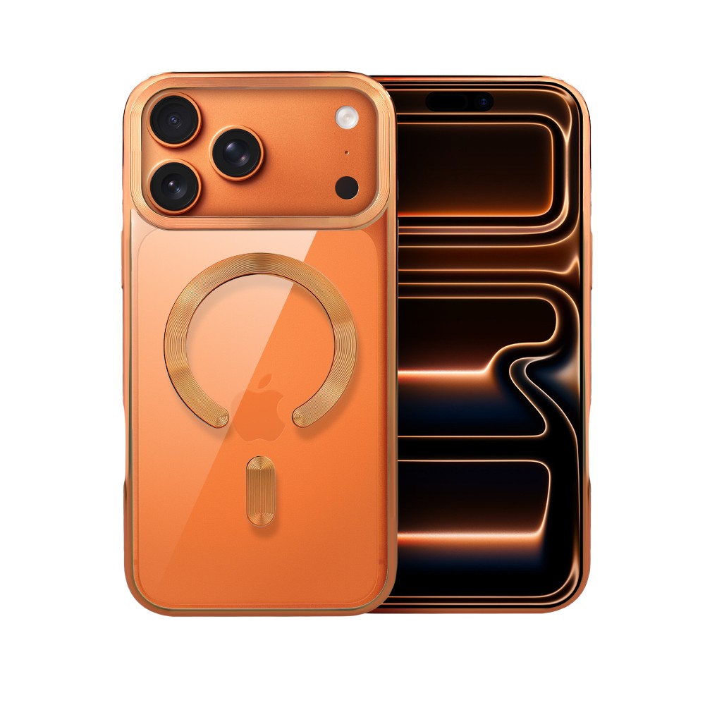 Etui do iPhone 17 Pro Max, MagSafe Luxury, przeźroczyste, pomarańczowe Obszar kompozycji 0