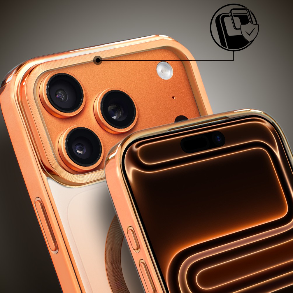 Etui do iPhone 17 Pro Max, MagSafe Luxury, przeźroczyste, pomarańczowe Obszar kompozycji 5