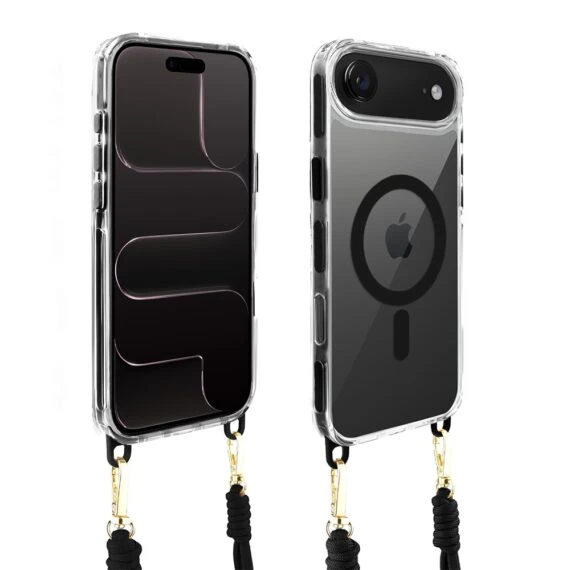 Etui do iPhone 17 Pro Max, MagSafe, ze smyczą, na ramię, crossbody, czarne (10)