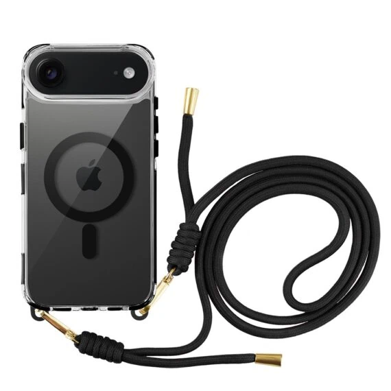 Etui do iPhone 17 Pro Max, MagSafe, ze smyczą, na ramię, crossbody, czarne (8)