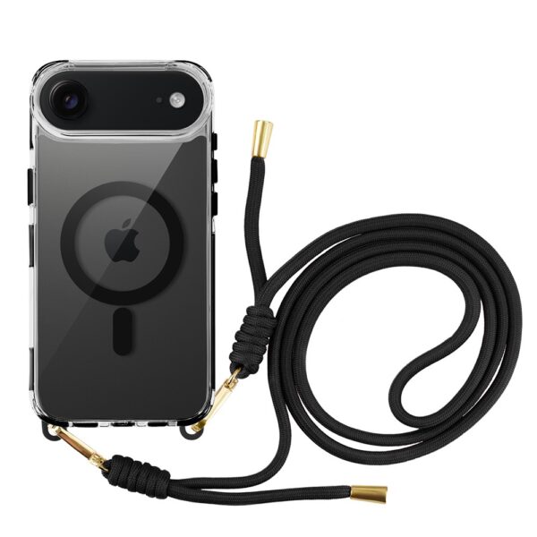 Etui do iPhone Air, MagSafe, ze smyczą, na ramię, crossbody, czarne