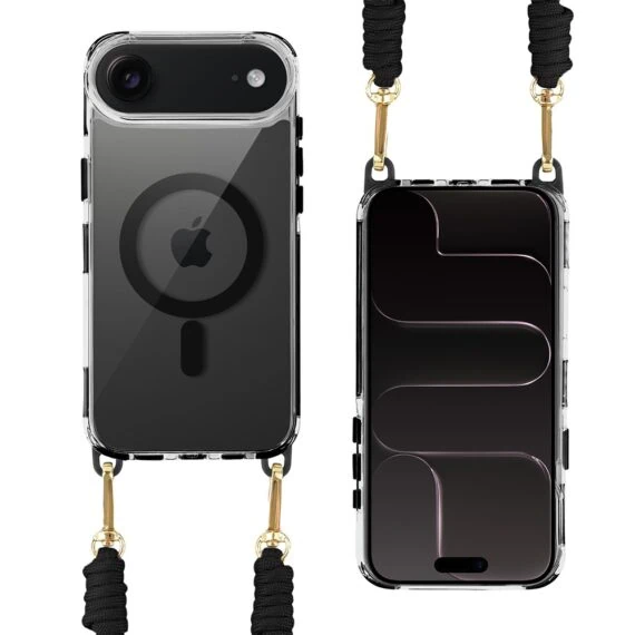 Etui do iPhone 17 Pro Max, MagSafe, ze smyczą, na ramię, crossbody, czarne (9)