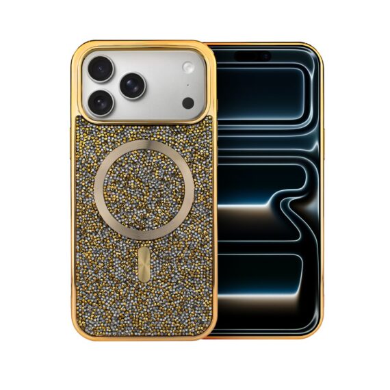 Etui do iPhone 17 Pro Max Magsafe Tresury Case, diamentowe, z błyszczącą ramką, złoteObszar kompozycji 0