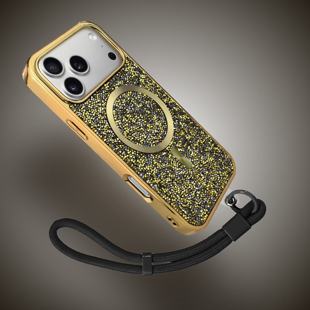 Etui do iPhone 17 Pro Max Magsafe Tresury Case, diamentowe, z błyszczącą ramką, złoteObszar kompozycji 4