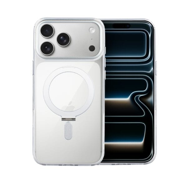 Etui do iPhone 17 Pro Metal Clear Cam MagSafe Stand z podstawką, twarde, przeźroczyste