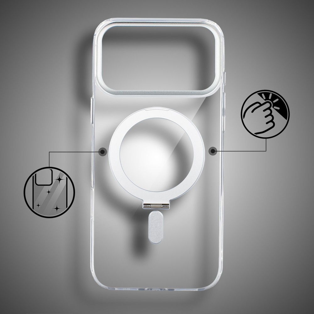 Etui do iPhone 17 Pro Max Metal Clear Cam MagSafe Stand z podstawką, twarde, przeźroczyste Obszar kompozycji 2