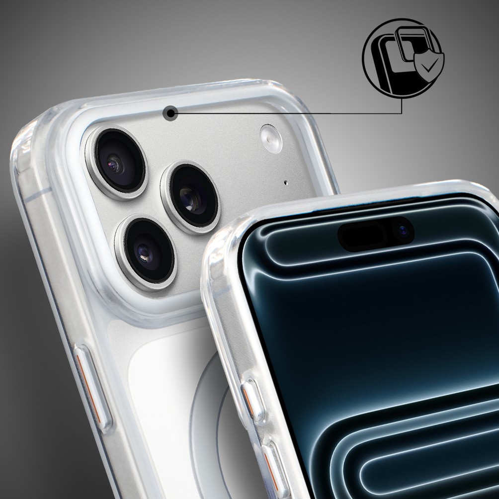 Etui do iPhone 17 Pro Max Metal Clear Cam MagSafe Stand z podstawką, twarde, przeźroczyste Obszar kompozycji 5
