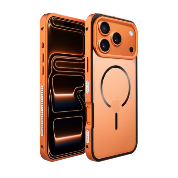 Etui do iPhone 17 Pro Max Metal Defender, metalowa ramka z MagSafe, pomarańczowe Obszar kompozycji 1