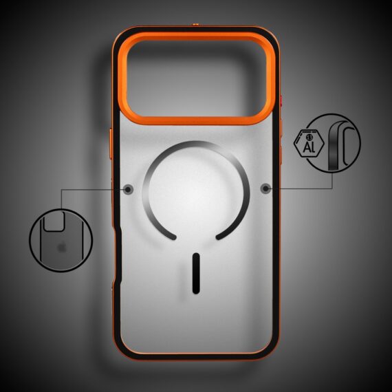 Etui do iPhone 17 Pro Max Metal Defender, metalowa ramka z MagSafe, pomarańczowe Obszar kompozycji 2