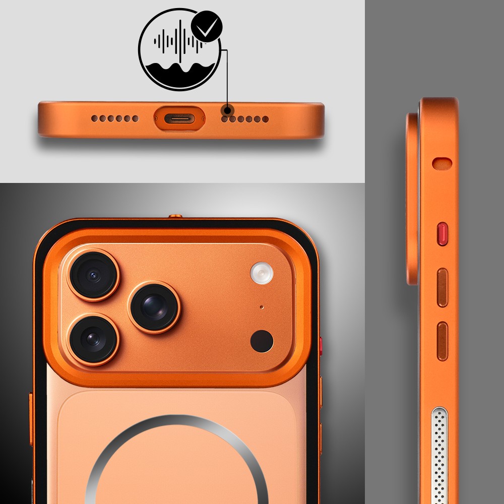 Etui do iPhone 17 Pro Max Metal Defender, metalowa ramka z MagSafe, pomarańczowe Obszar kompozycji 6