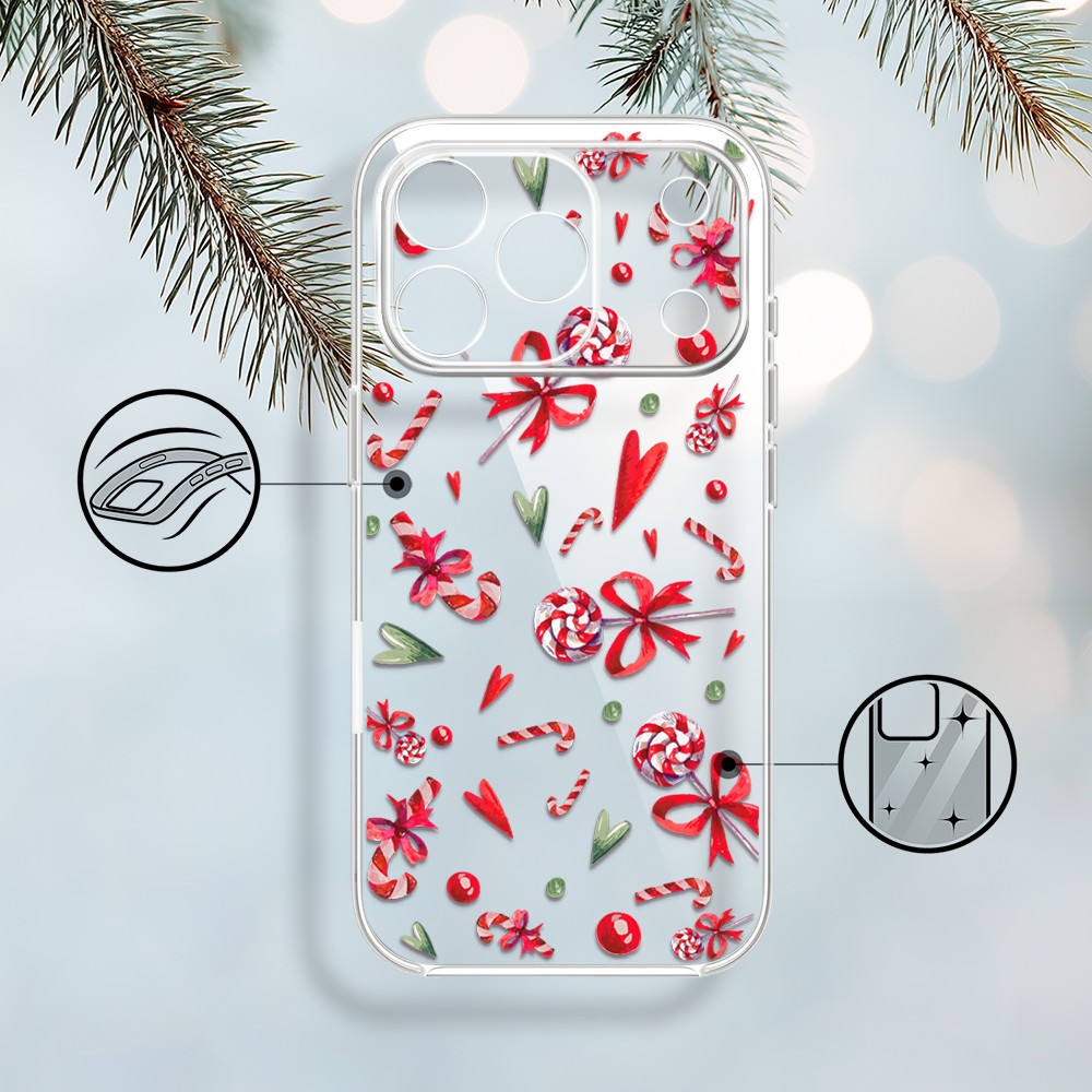 Etui do iPhone 17 Pro Max, cukierki świąteczne, przeźroczyste17 Pro i Pro Max-1