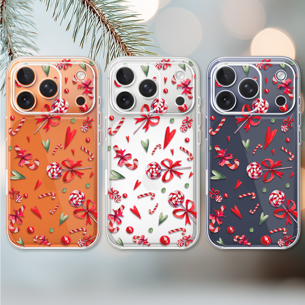 Etui do iPhone 17 Pro Max, cukierki świąteczne, przeźroczyste17 Pro i Pro Max-2