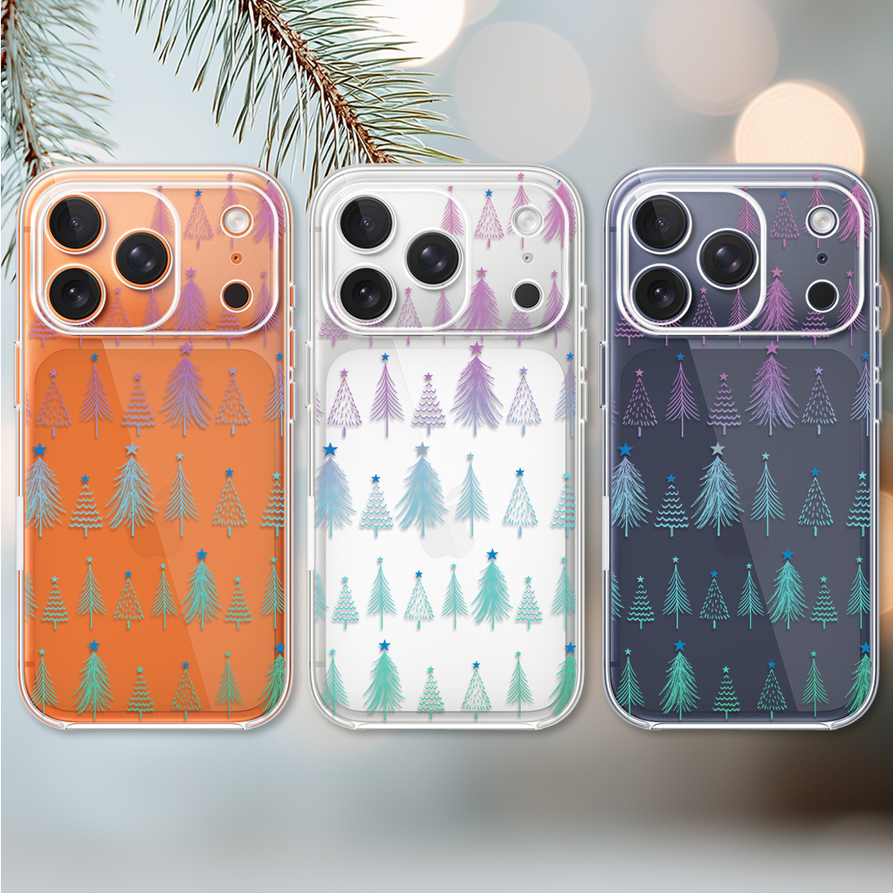 Etui do iPhone 17 Pro Max, świąteczny las choinek, przeźroczyste 17 Pro i Pro Max-2